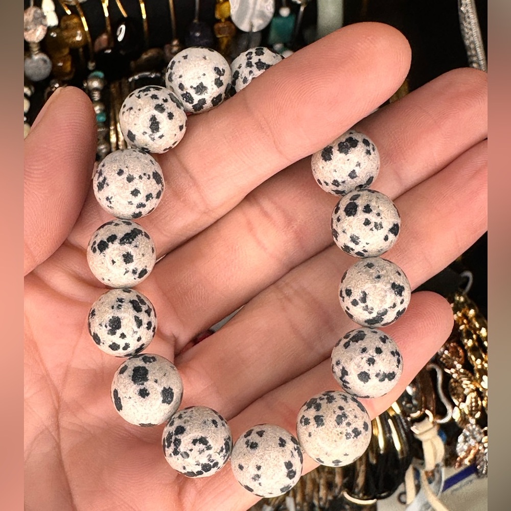 ❌SOLD B30. Dalmatian Stone 12mm Handmade On Maui Bracelet - Picture 3 of 3